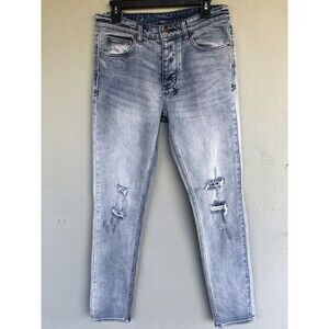 KSUBI Jeans Mens 31 Chitch Blue Skinny  Button Fly Cotton Stretch Denim Grunge